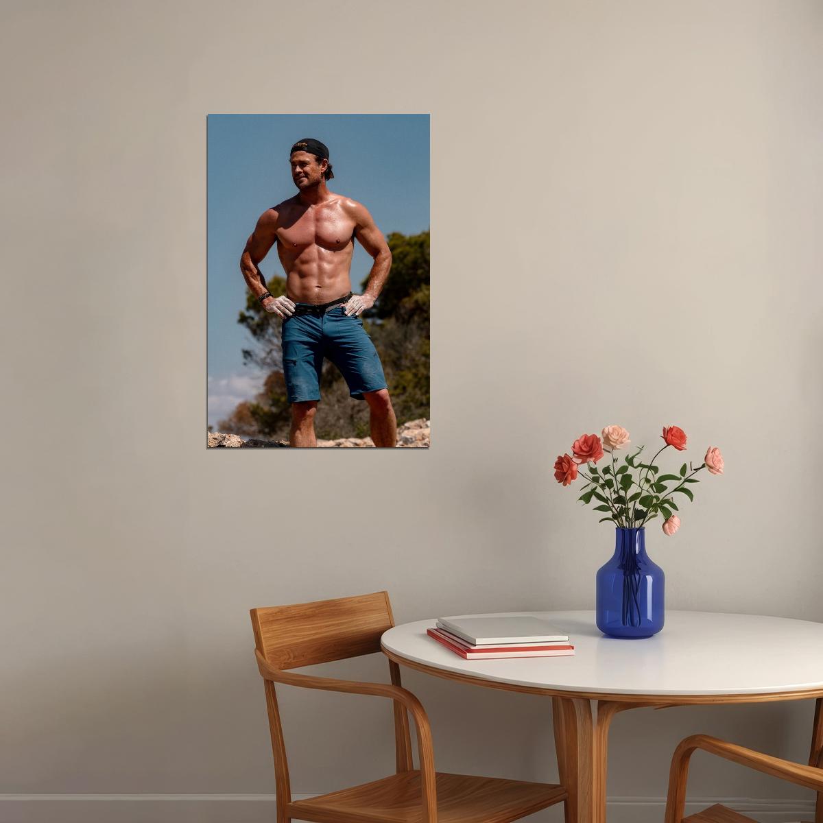 Chris Hemsworth Shirtless Muscular Body Photo Print Hollywood Celebrity Poster Handsome Man Wall Art Hot Male Aesthetic Decor for Bedroom Living Space - xonomax
