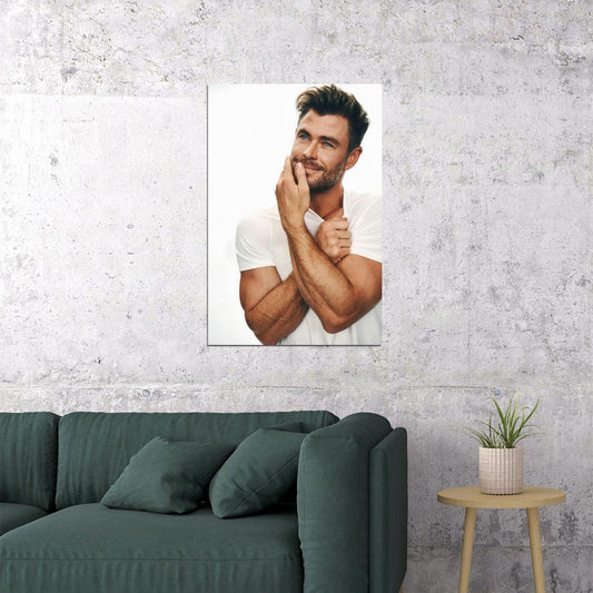 Chris Hemsworth Smiling Handsome Photo Print Hollywood Celebrity Poster Hot Male Model Wall Art Aesthetic Decor for Bedroom Office - xonomax