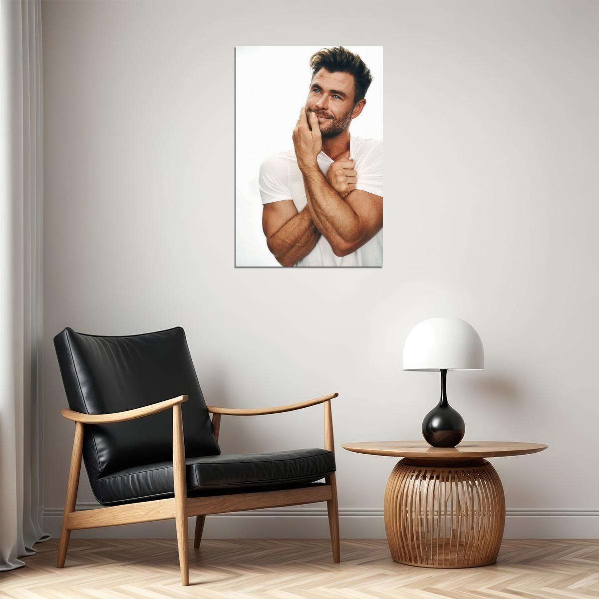 Chris Hemsworth Smiling Handsome Photo Print Hollywood Celebrity Poster Hot Male Model Wall Art Aesthetic Decor for Bedroom Office - xonomax