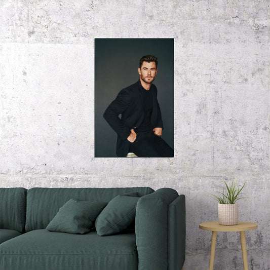 Chris Hemsworth Stylish Suit Photo Print Hollywood Celebrity Poster Handsome Man Wall Art Hot Male Model Aesthetic Decor for Bedroom Living Room - xonomax