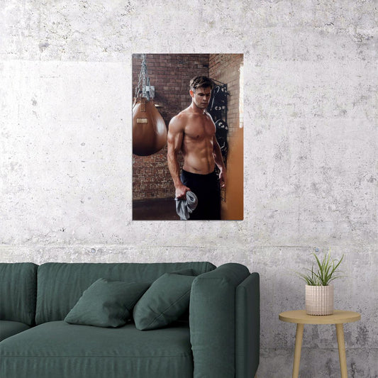 Chris Hemsworth Shirtless Gym Workout Photo Print Hollywood Celebrity Poster Handsome Man Wall Art Hot Male Aesthetic Decor for Bedroom Living Room - xonomax