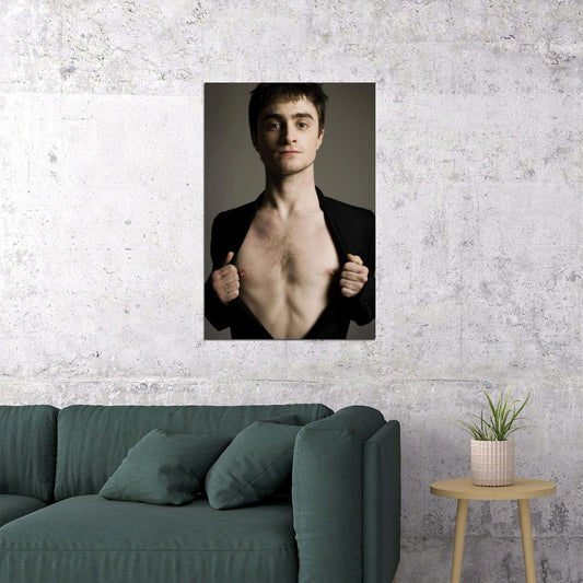 Daniel Radcliffe Black Suit Shirtless Photo Print Hollywood Celebrity Poster Handsome Man Wall Art Hot Male Model Aesthetic Decor for Bedroom Office - xonomax