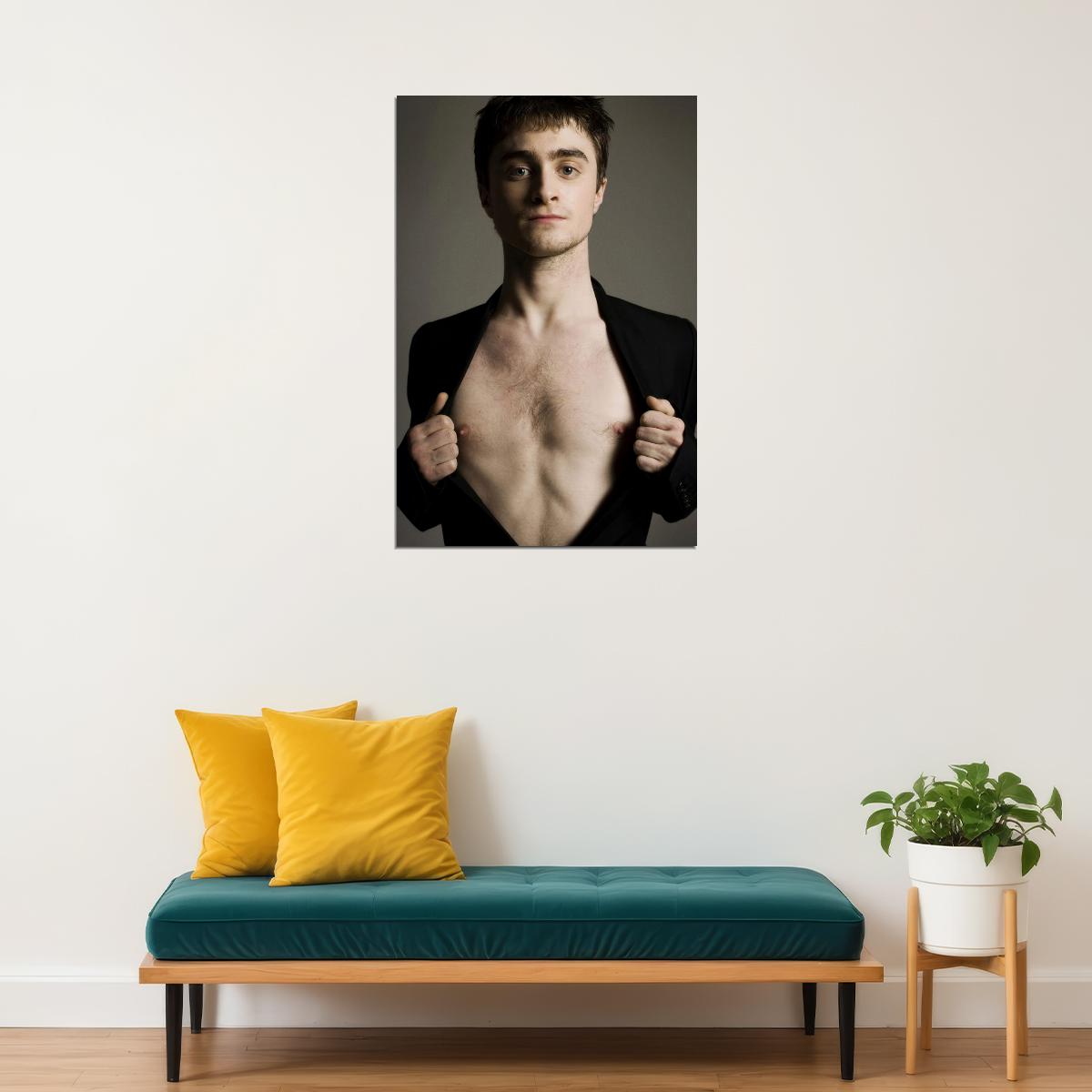 Daniel Radcliffe Black Suit Shirtless Photo Print Hollywood Celebrity Poster Handsome Man Wall Art Hot Male Model Aesthetic Decor for Bedroom Office - xonomax