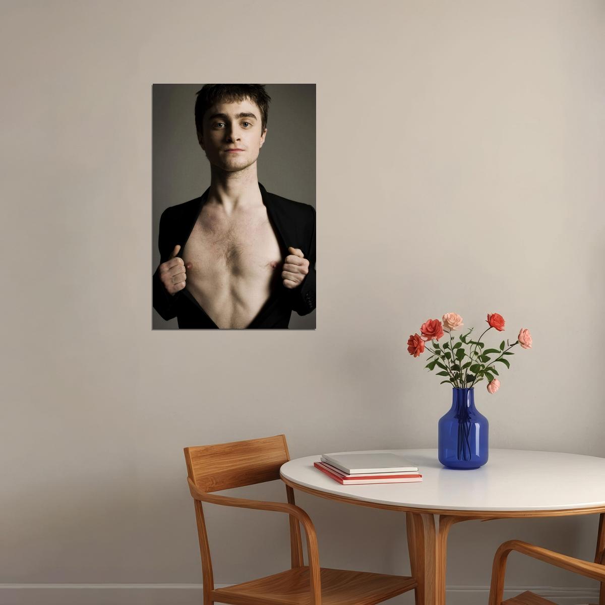 Daniel Radcliffe Black Suit Shirtless Photo Print Hollywood Celebrity Poster Handsome Man Wall Art Hot Male Model Aesthetic Decor for Bedroom Office - xonomax