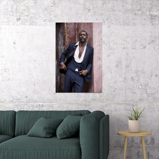Idris Elba Stylish Suit Portrait Photo Print Hollywood Celebrity Poster Handsome Man Wall Art Hot Male Aesthetic Decor for Bedroom Office - xonomax