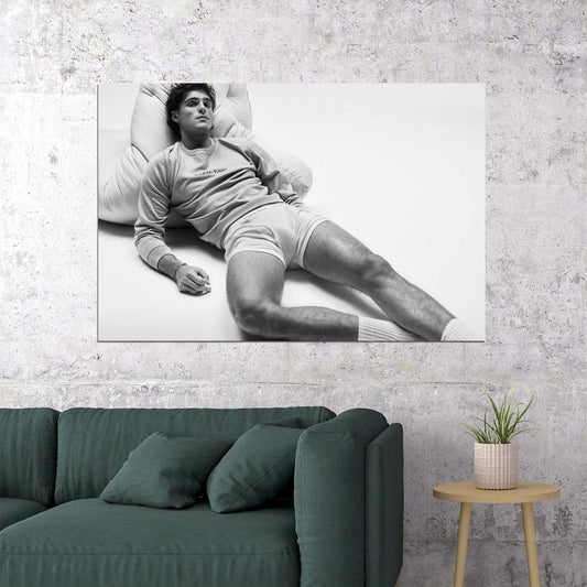 Jacob Elordi Black and White Lounge Photo Print Hollywood Celebrity Poster Handsome Man Wall Art Hot Male Aesthetic Decor for Bedroom Living Space - xonomax
