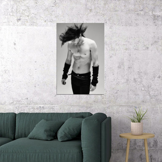 Jared Leto Black and White Shirtless Fashion Photo Print Hollywood Celebrity Poster Handsome Man Wall Art Hot Male Musician Aesthetic Decor for Bedroom Living Room - xonomax