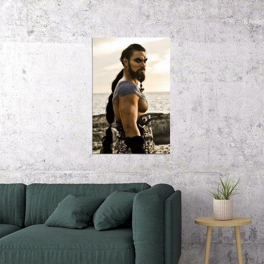 Jason Momoa Drogo Intense Warrior Look Photo Print Hollywood Celebrity Poster Handsome Man Wall Art Hot Male Actor Aesthetic Decor for Bedroom Office - xonomax