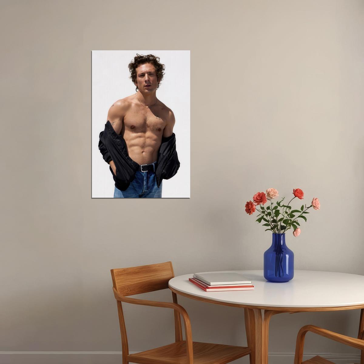 Jeremy Allen White Shirtless Photo Print Hollywood Celebrity Poster Handsome Man Wall Art Hot Male Actor Aesthetic Decor for Bedroom Living Space