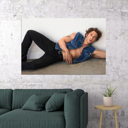Jeremy Allen White Relaxed Denim Look Photo Print Hollywood Celebrity Poster Handsome Man Wall Art Hot Male Actor Aesthetic Decor for Bedroom Office - xonomax