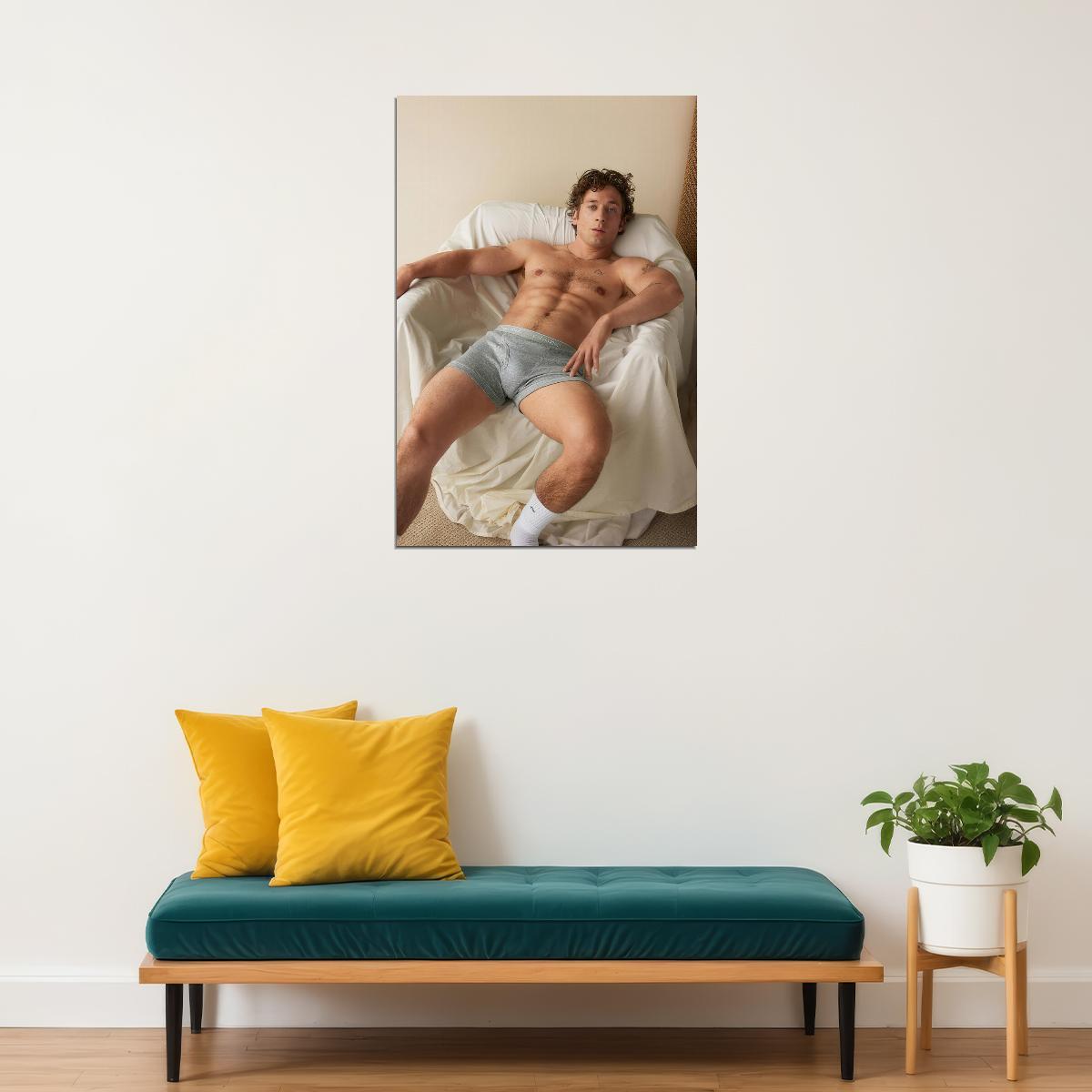 Jeremy Allen White Shirtless Lying Pose Photo Print Hollywood Celebrity Poster Handsome Man Wall Art Hot Male Actor Aesthetic Decor for Bedroom Living Room