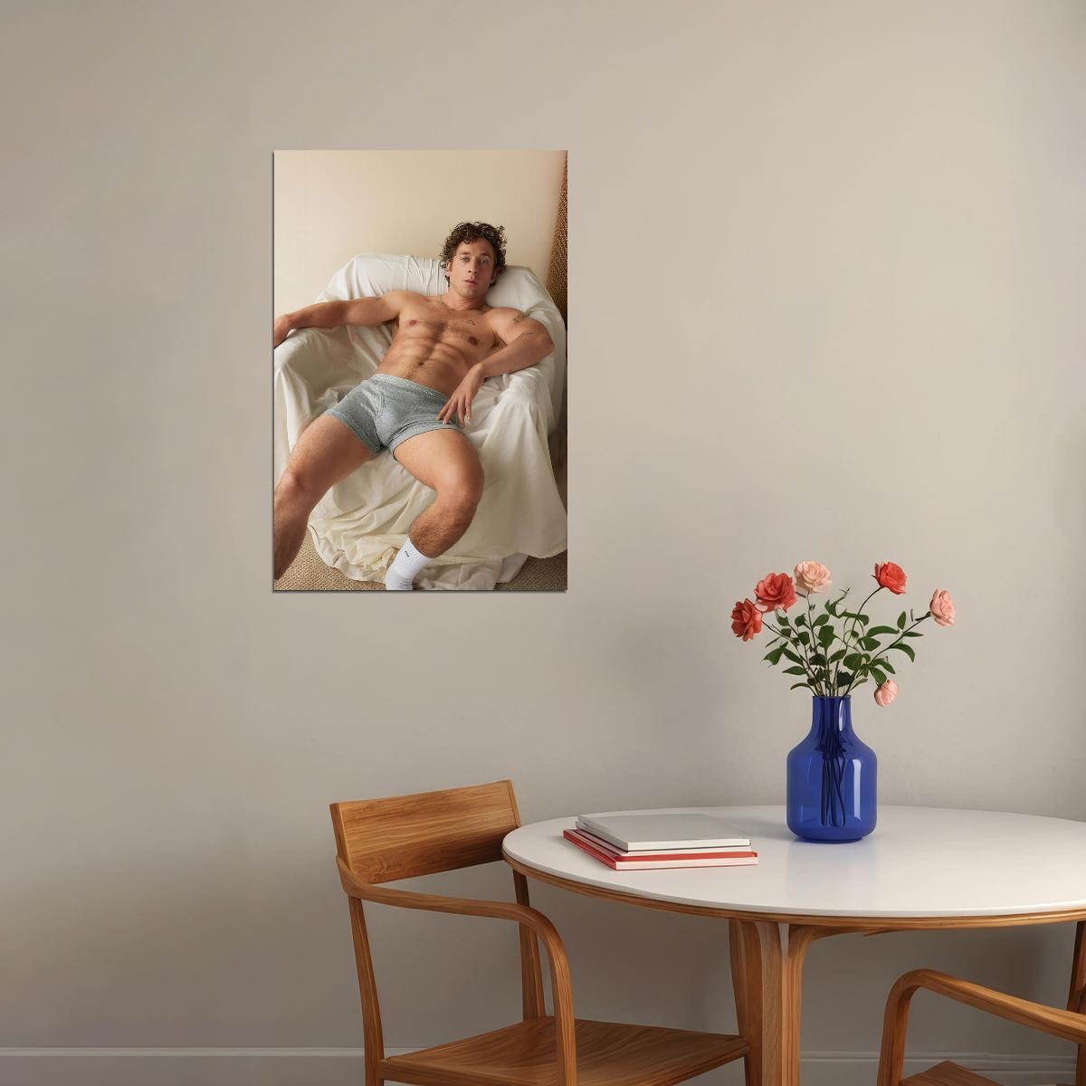 Jeremy Allen White Shirtless Lying Pose Photo Print Hollywood Celebrity Poster Handsome Man Wall Art Hot Male Actor Aesthetic Decor for Bedroom Living Room