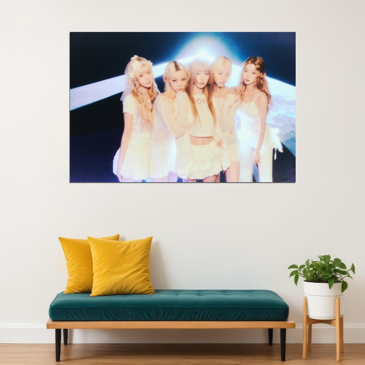 Le Sserafim Hot Album Poster Bleached Aura Concept Photo Print K-Pop Home Decor For Living Room Aesthetic Kpop Female Girl Group - xonomax