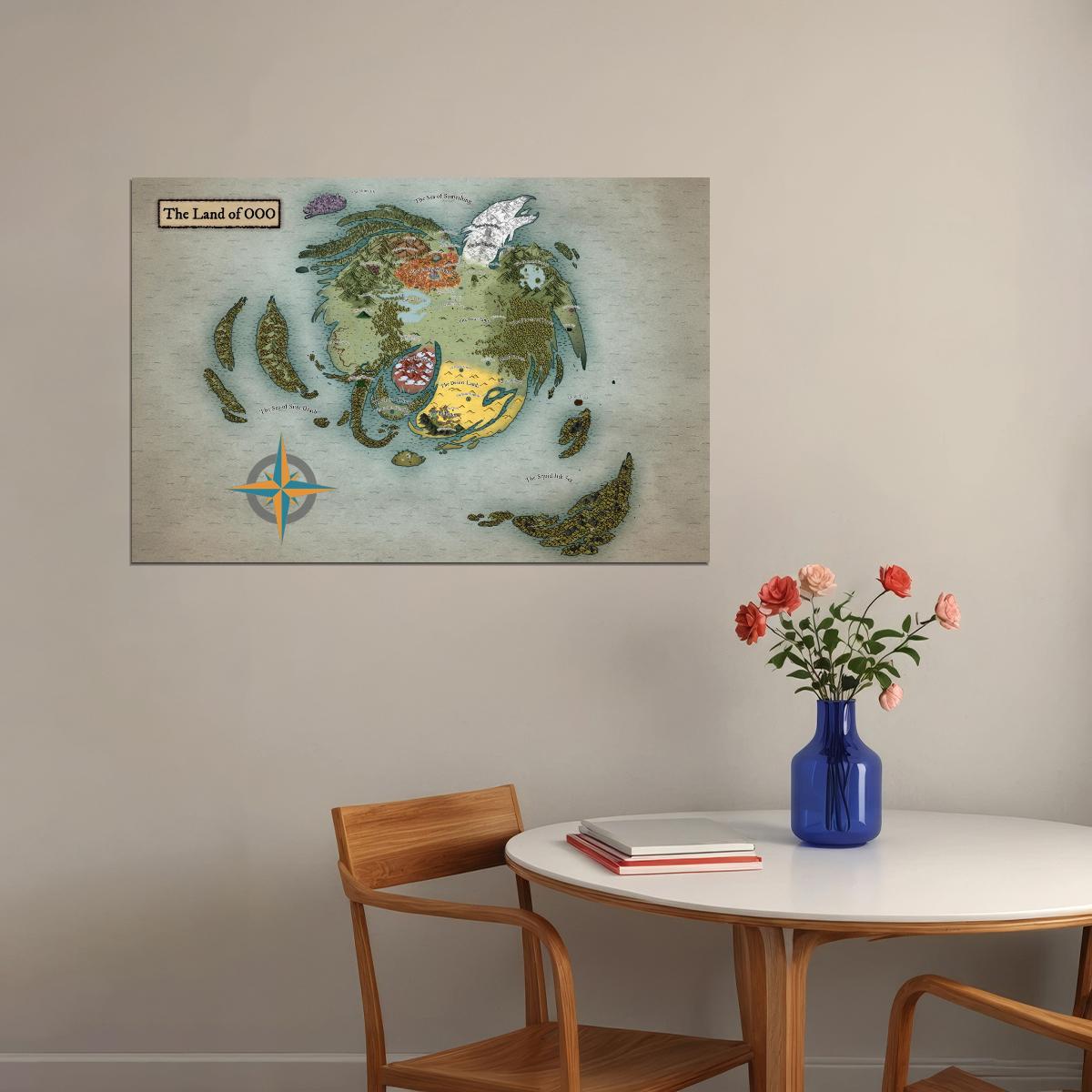 Adventure Time Cartoon Poster Land of Ooo Map Print Whimsical Fantasy Wall Art Kids Room Decor