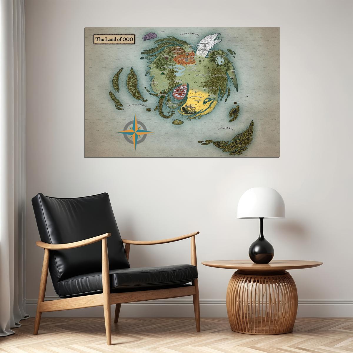 Adventure Time Cartoon Poster Land of Ooo Map Print Whimsical Fantasy Wall Art Kids Room Decor