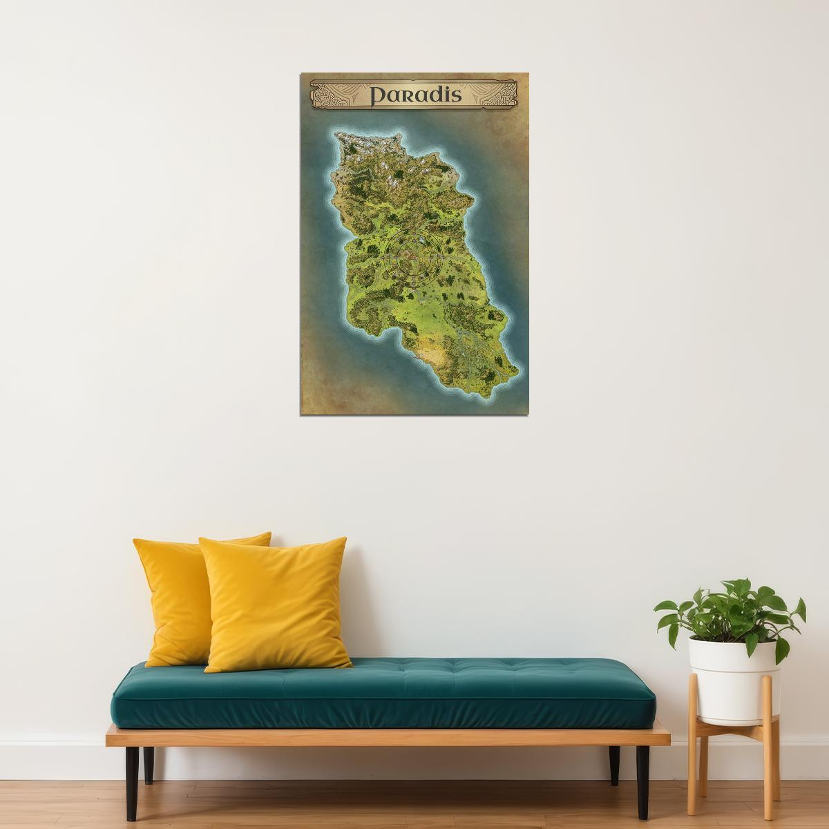 Attack on Titan Anime Poster Paradis Island Map Print Japanese Manga Wall Art Otaku Room Decor