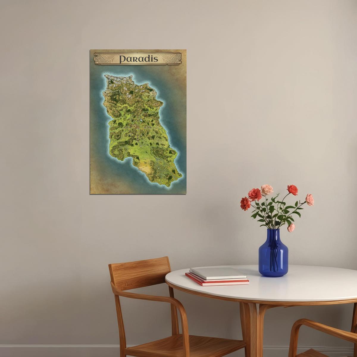 Attack on Titan Anime Poster Paradis Island Map Print Japanese Manga Wall Art Otaku Room Decor