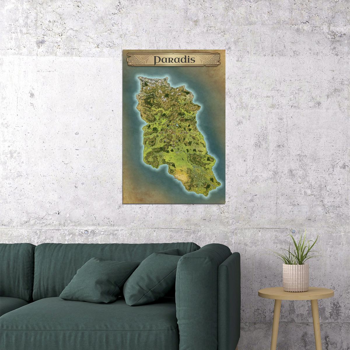 Attack on Titan Anime Poster Paradis Island Map Print Japanese Manga Wall Art Otaku Room Decor