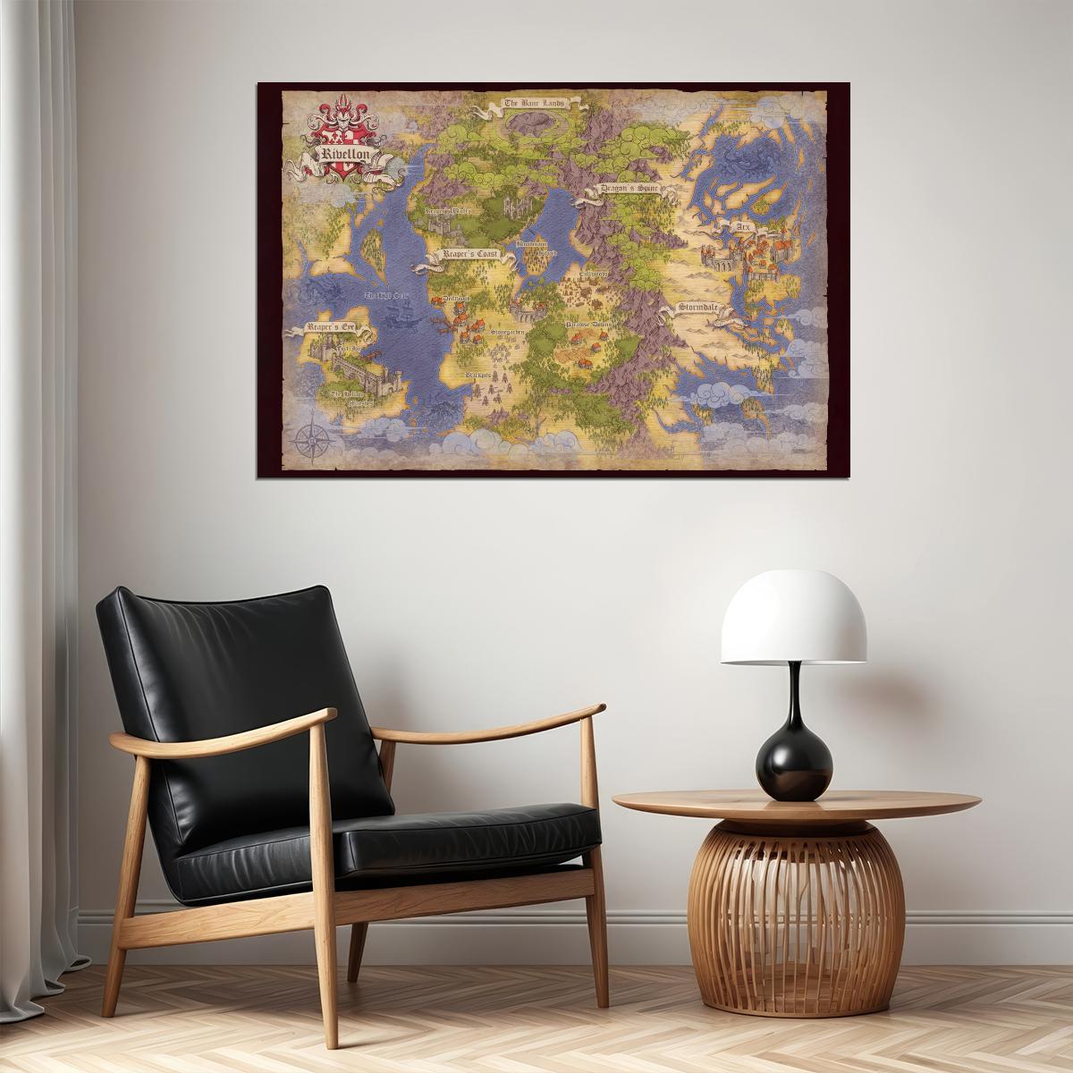 Divinity Original Sin Map Poster Rivellon World Region Print RPG Fantasy Wall Art Gamer Room Decor - xonomax
