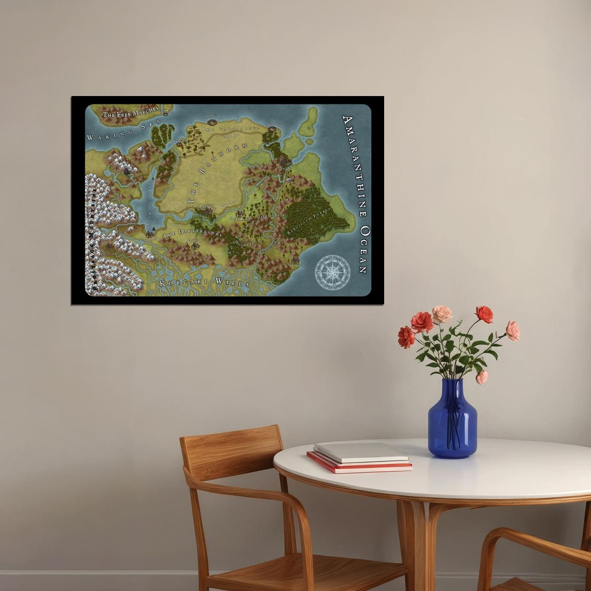 Dragon Age Video Game Poster Ferelden Map Print Fantasy RPG Gamer Wall Art Medieval Kingdom Decor