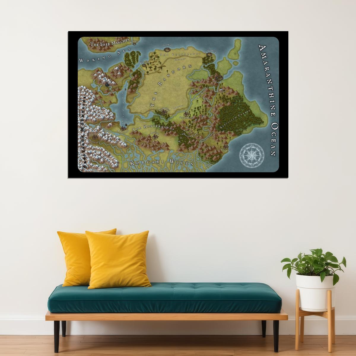 Dragon Age Video Game Poster Ferelden Map Print Fantasy RPG Gamer Wall Art Medieval Kingdom Decor