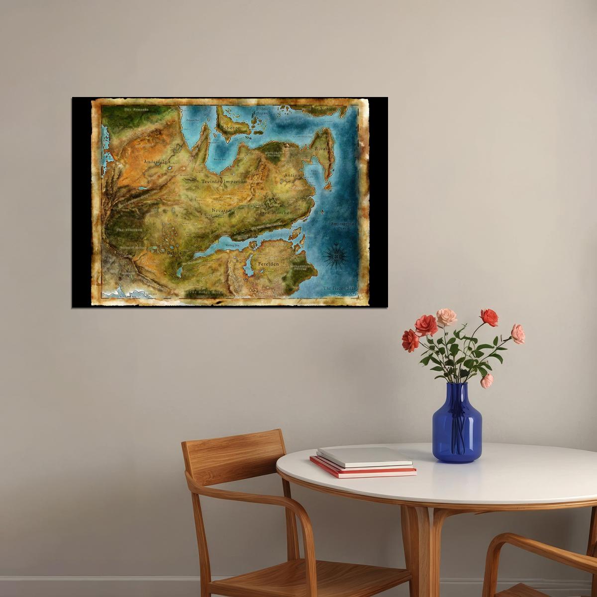 Dragon Age Video Game Poster Thedas Map Print Fantasy RPG Gamer Wall Art Open World Region Decor - xonomax