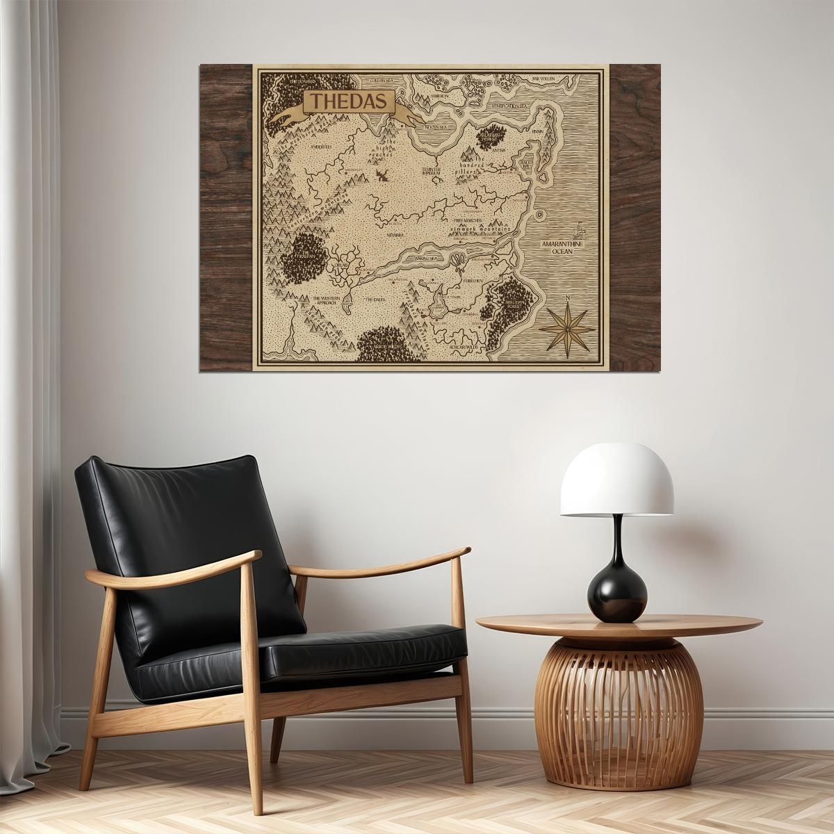 Dragon Age Map Poster Thedas World Region Print Fantasy Landscape Wall Art Gamer Room Decor