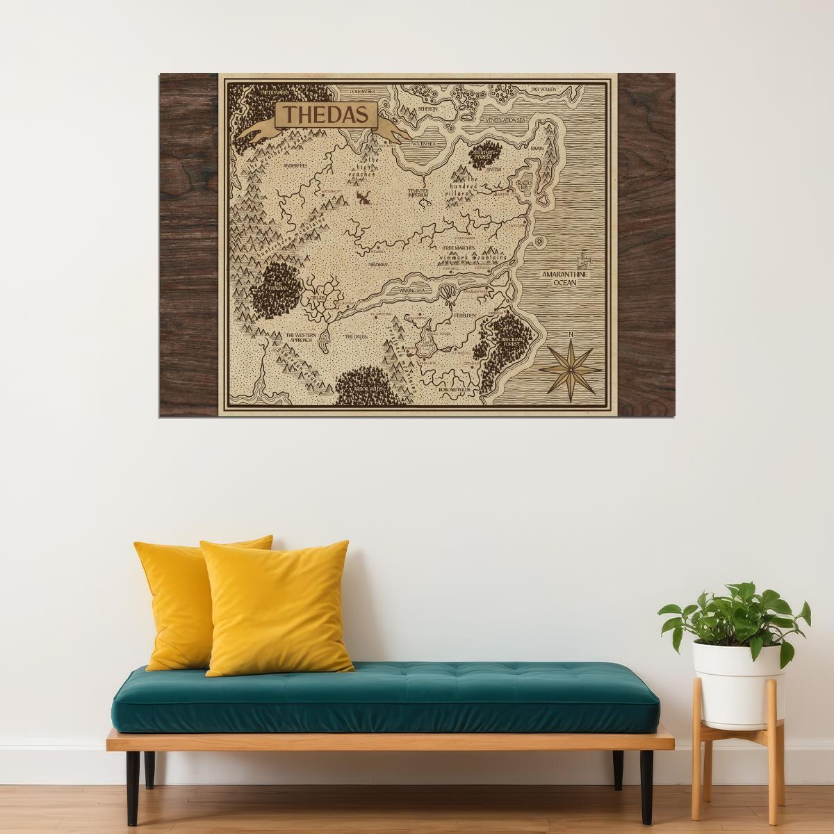 Dragon Age Map Poster Thedas World Region Print Fantasy Landscape Wall Art Gamer Room Decor