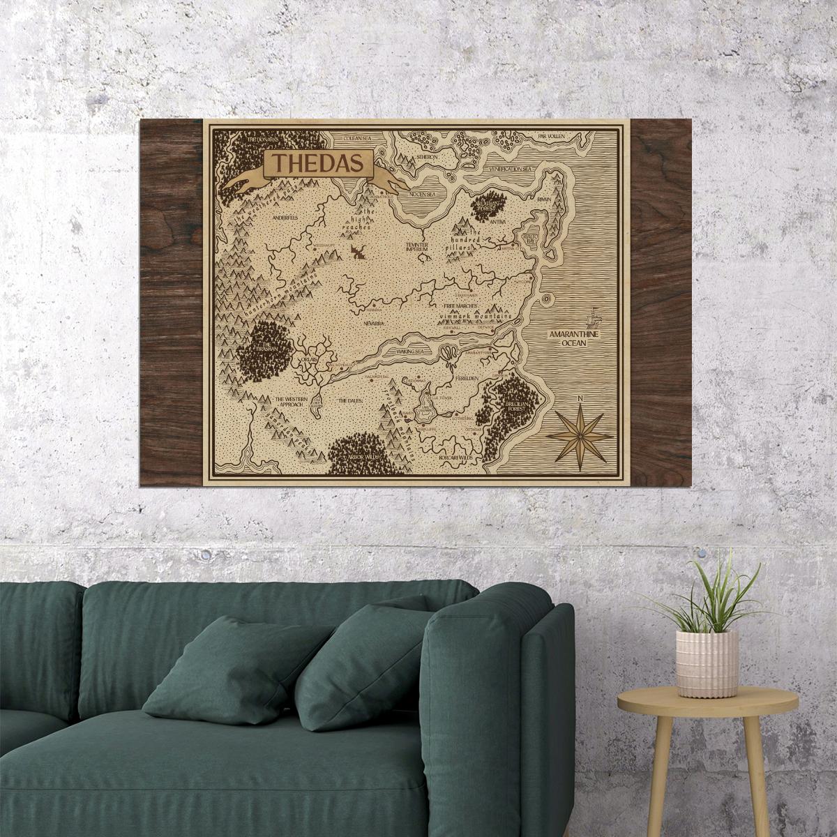 Dragon Age Map Poster Thedas World Region Print Fantasy Landscape Wall Art Gamer Room Decor