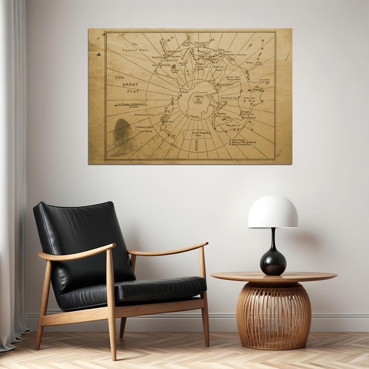 Dune Poster Arrakis Planet Map Print Sci-Fi Fantasy Wall Art Inspired by Book and Movie Decor