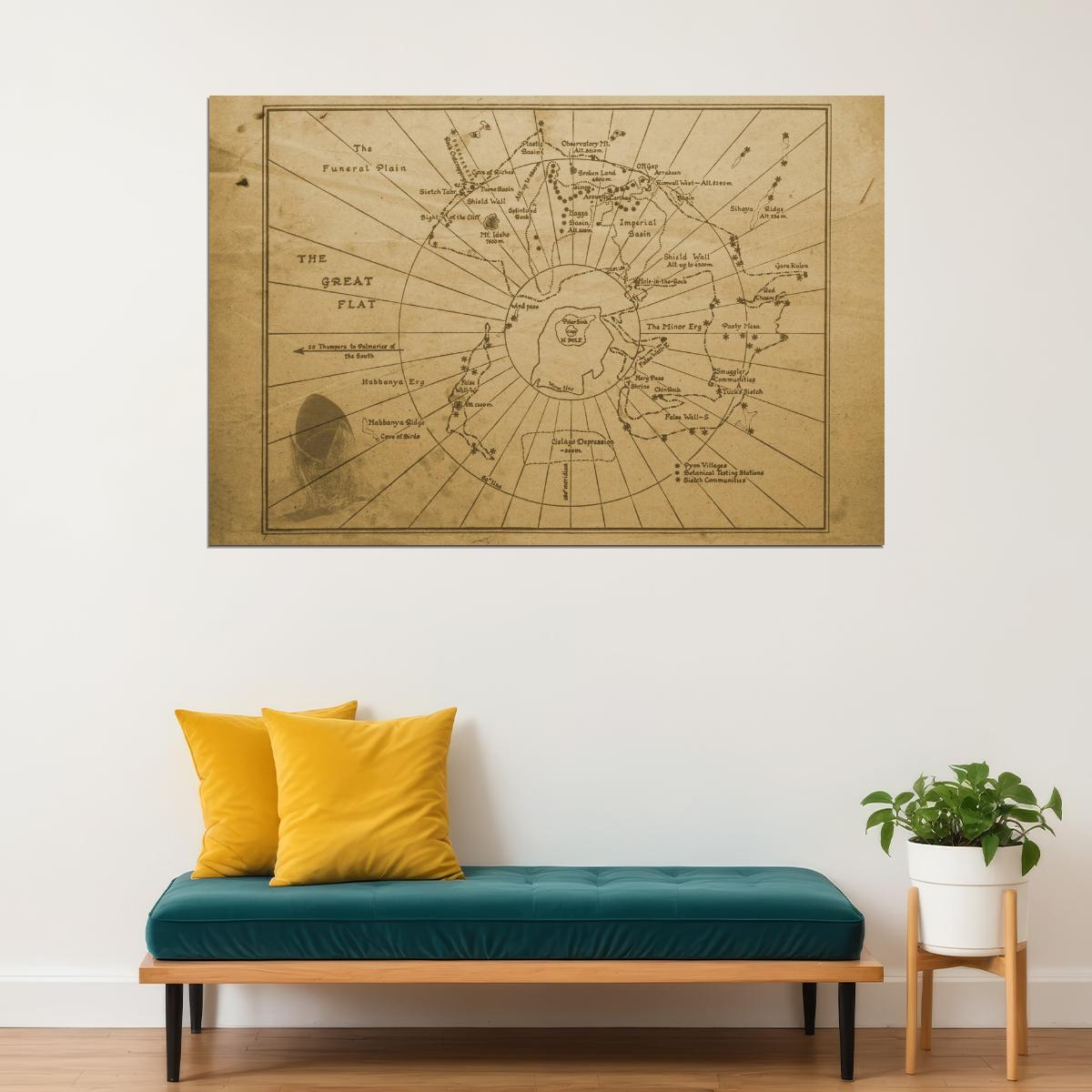 Dune Poster Arrakis Planet Map Print Sci-Fi Fantasy Wall Art Inspired by Book and Movie Decor