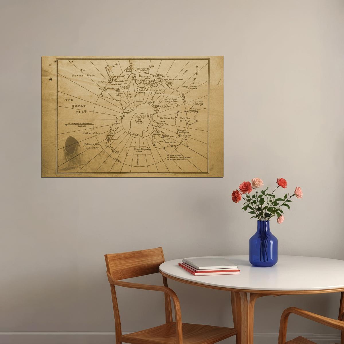 Dune Poster Arrakis Planet Map Print Sci-Fi Fantasy Wall Art Inspired by Book and Movie Decor