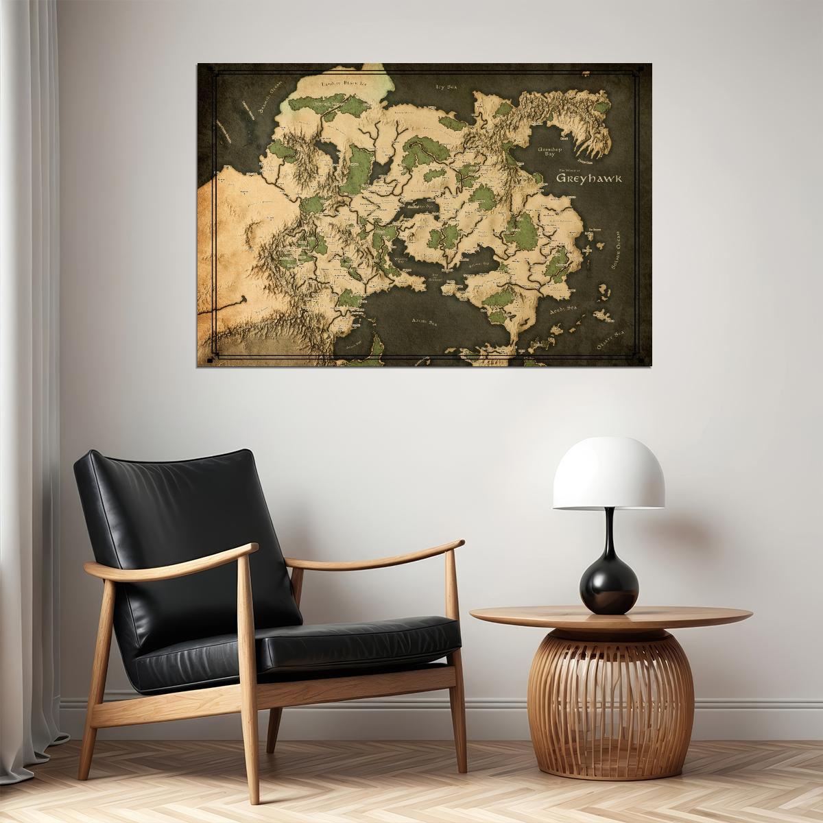 Dungeons and Dragons TTRPG Poster Greyhawk Map Print Fantasy Board Game Wall Art RPG Decor