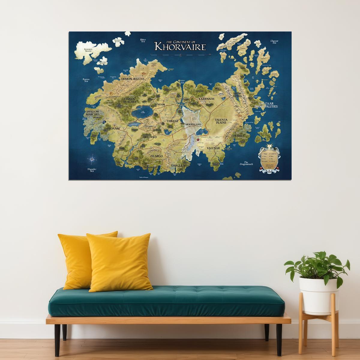 Dungeons and Dragons TTRPG Poster Khorvaire Eberron Map Print Fantasy Tabletop RPG Wall Art Decor