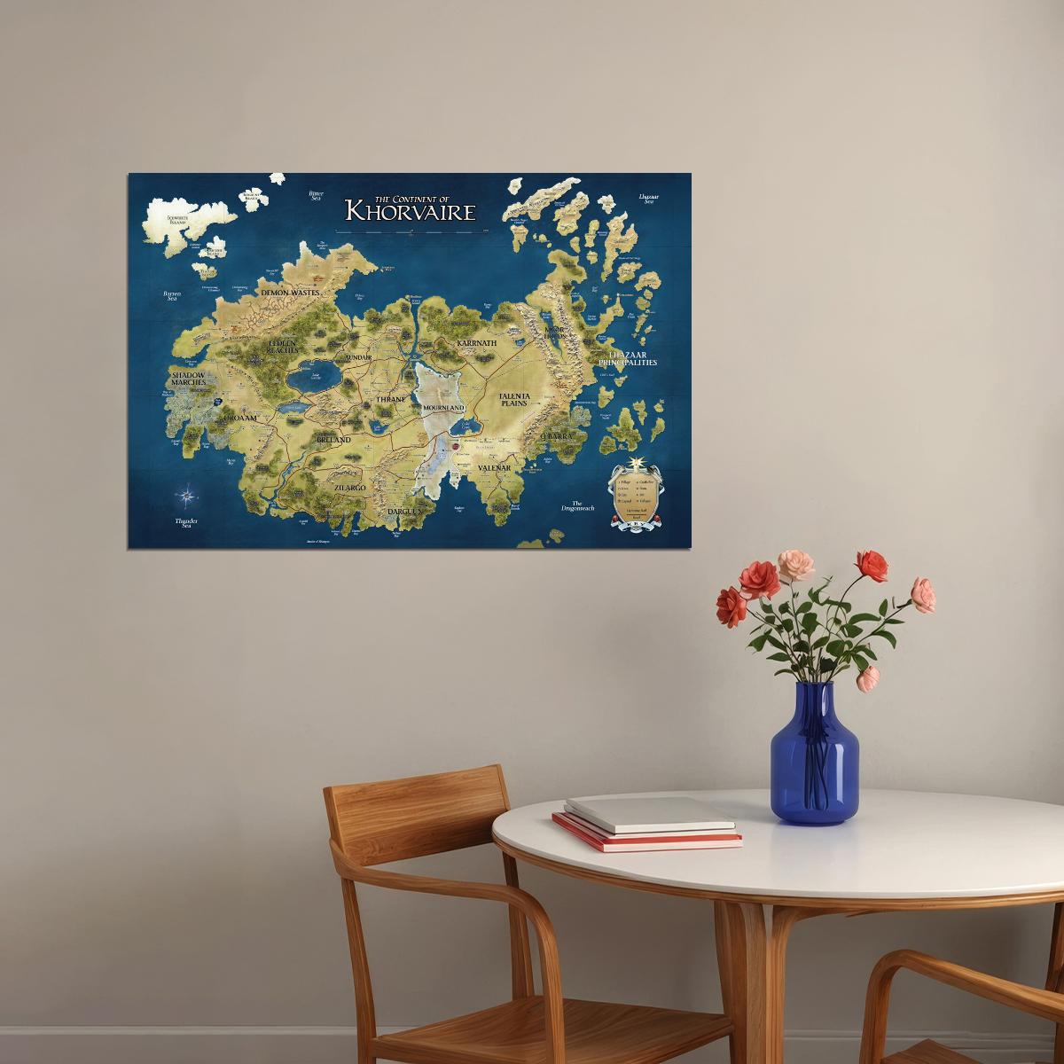 Dungeons and Dragons TTRPG Poster Khorvaire Eberron Map Print Fantasy Tabletop RPG Wall Art Decor