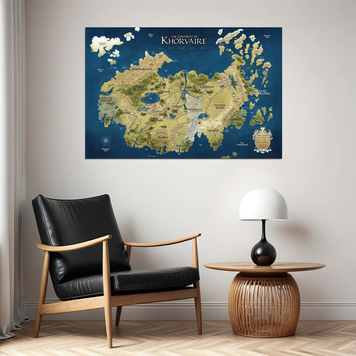 Dungeons and Dragons TTRPG Poster Khorvaire Eberron Map Print Fantasy Tabletop RPG Wall Art Decor