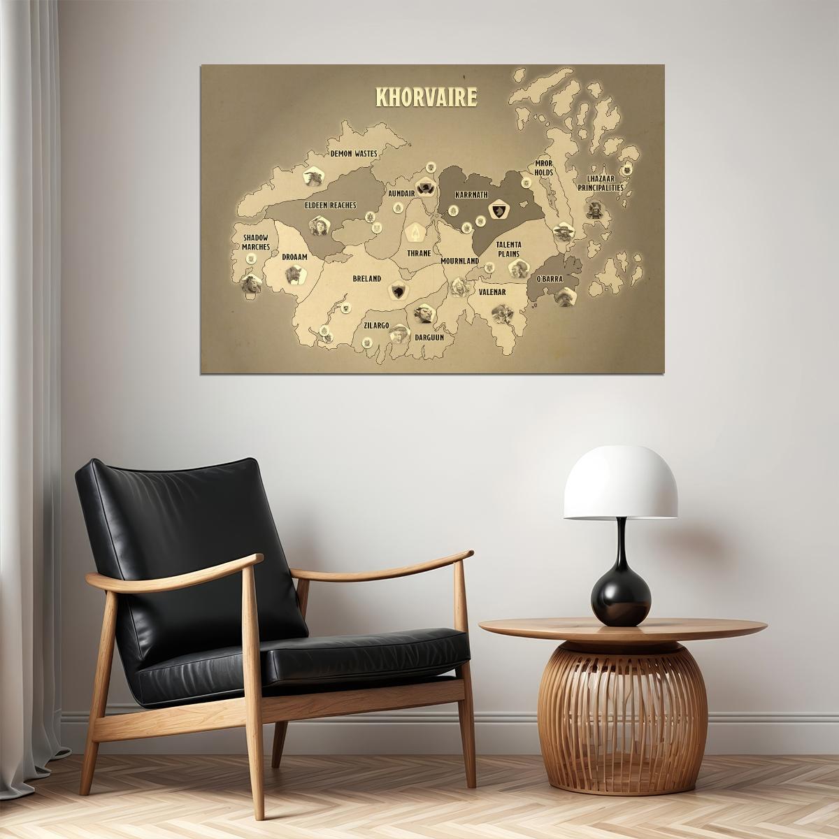 Dungeons and Dragons TTRPG Poster Khorvaire Map Simple Print Fantasy RPG Wall Art Board Game Decor