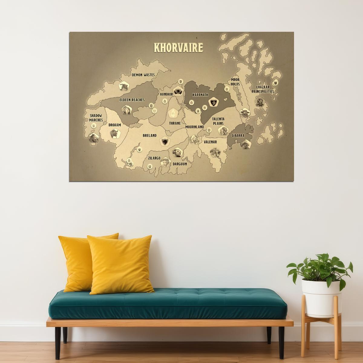 Dungeons and Dragons TTRPG Poster Khorvaire Map Simple Print Fantasy RPG Wall Art Board Game Decor