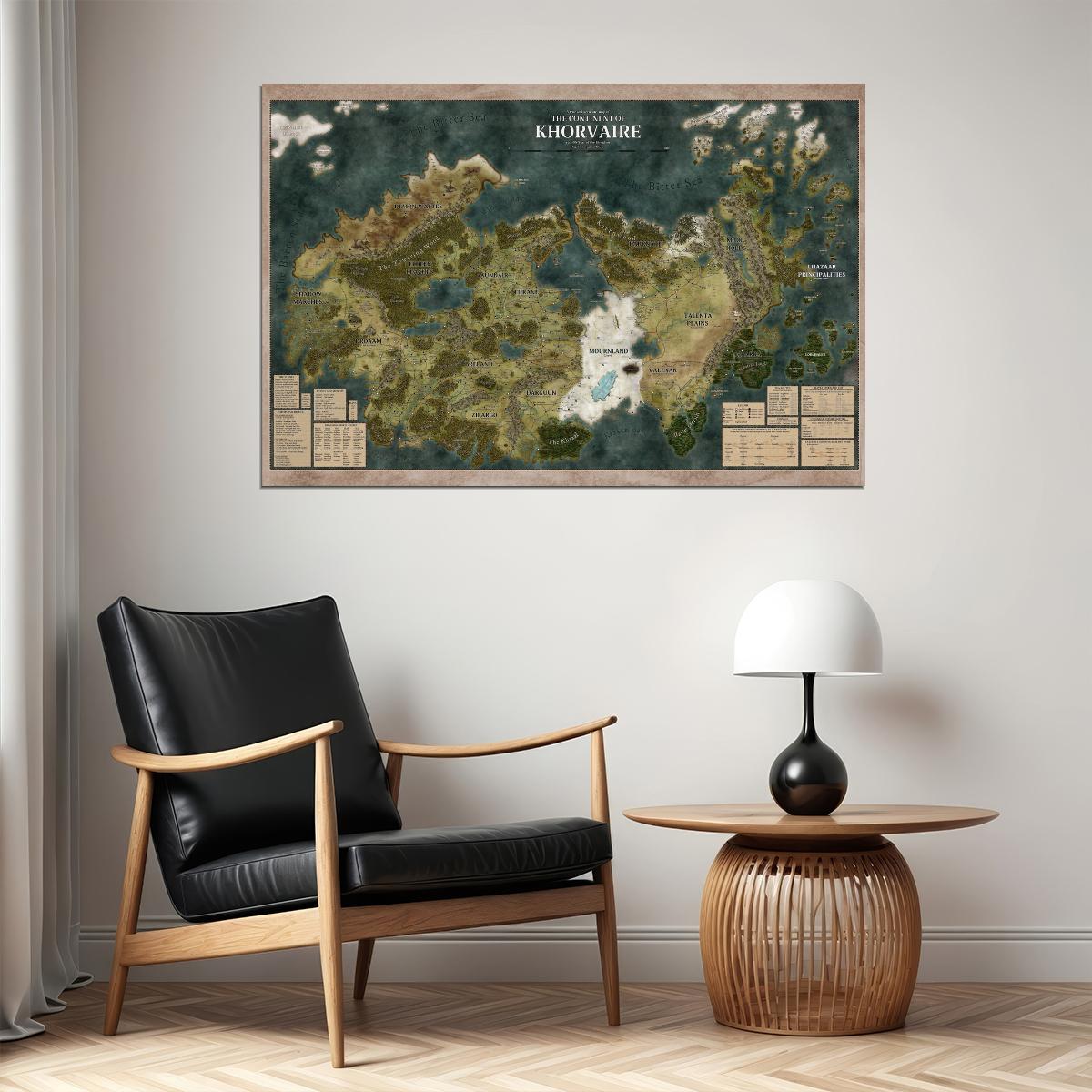 Dungeons and Dragons TTRPG Poster Khorvaire Map Print Fantasy Board Game Wall Art RPG Decor