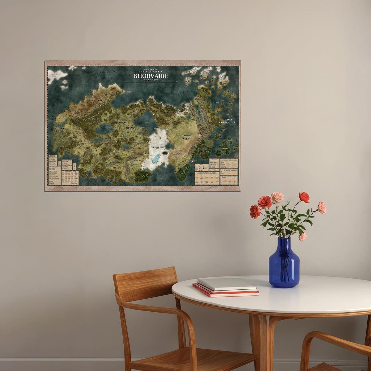 Dungeons and Dragons TTRPG Poster Khorvaire Map Print Fantasy Board Game Wall Art RPG Decor