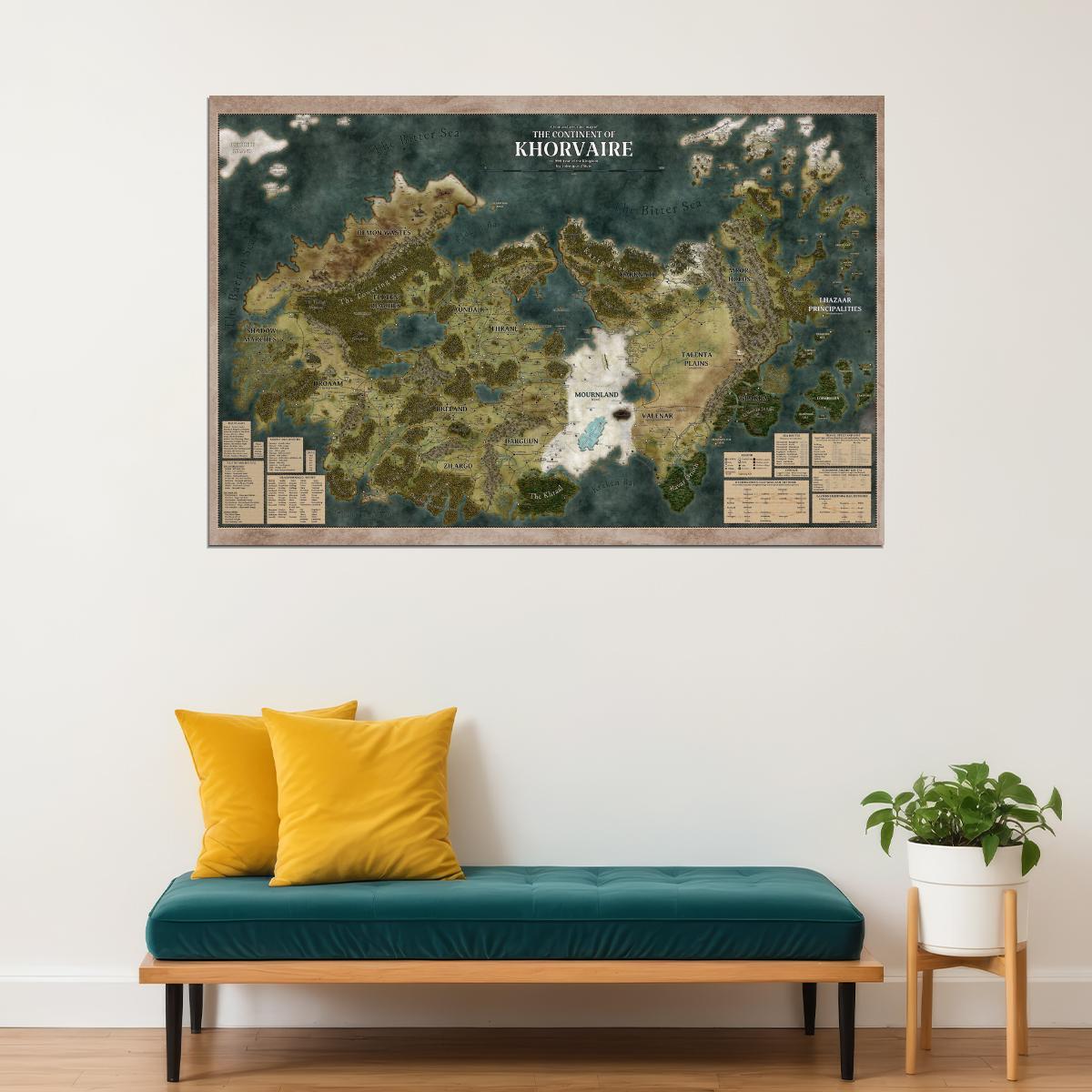 Dungeons and Dragons TTRPG Poster Khorvaire Map Print Fantasy Board Game Wall Art RPG Decor
