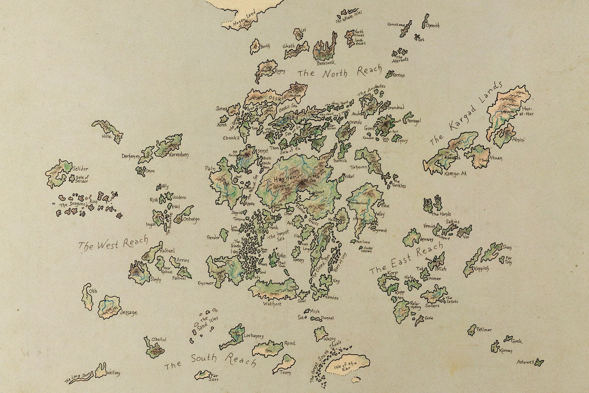 Earthsea Archipelago Map Poster Book Print Fantasy World Wall Art Ursula K Le Guin Inspired Decor - xonomax