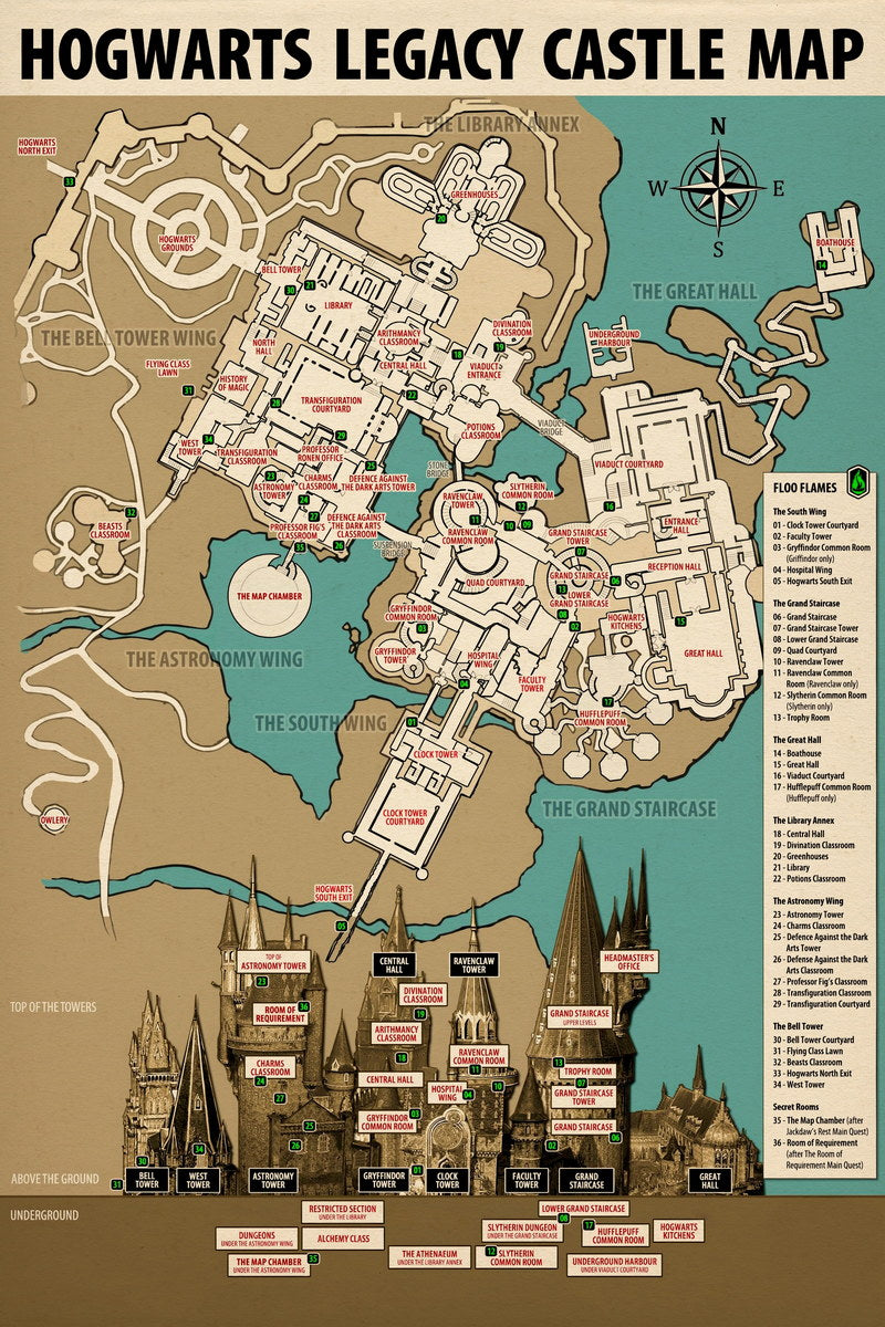 Hogwarts Legacy Video Game Poster Hogwarts Castle Map Print Wizarding School Wall Art Fantasy Decor
