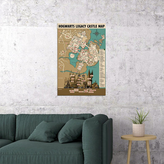 Hogwarts Legacy Video Game Poster Hogwarts Castle Map Print Wizarding School Wall Art Fantasy Decor - xonomax