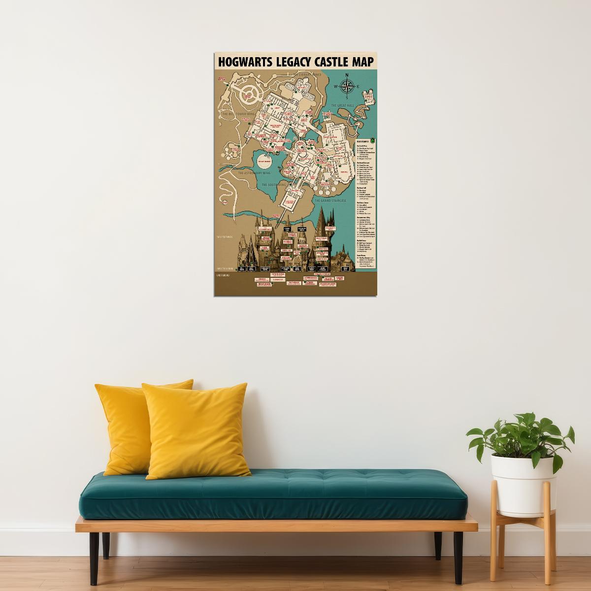 Hogwarts Legacy Video Game Poster Hogwarts Castle Map Print Wizarding School Wall Art Fantasy Decor
