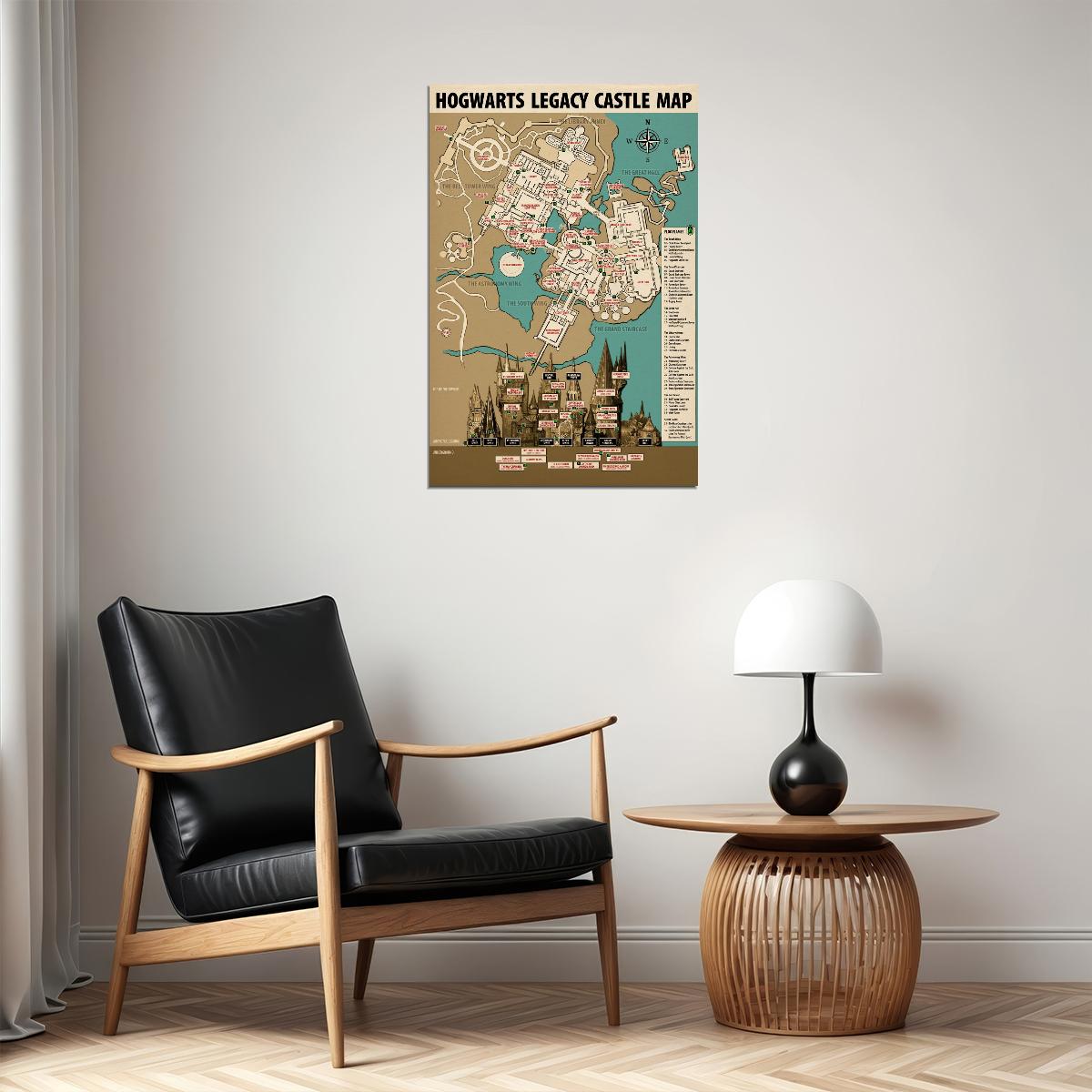 Hogwarts Legacy Video Game Poster Hogwarts Castle Map Print Wizarding School Wall Art Fantasy Decor