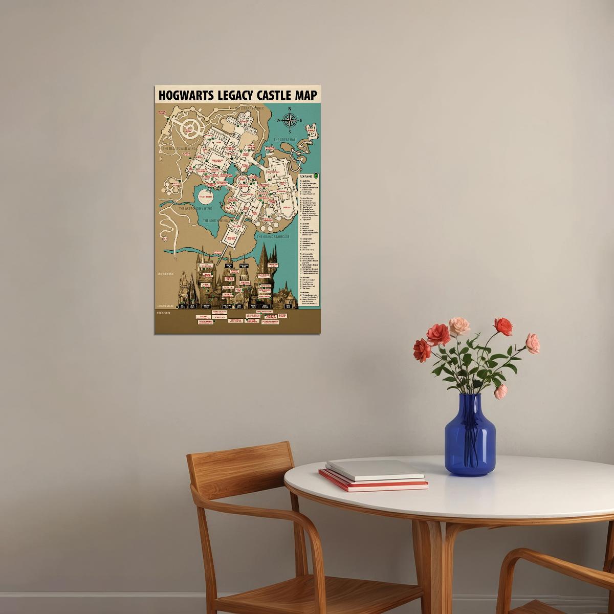 Hogwarts Legacy Video Game Poster Hogwarts Castle Map Print Wizarding School Wall Art Fantasy Decor