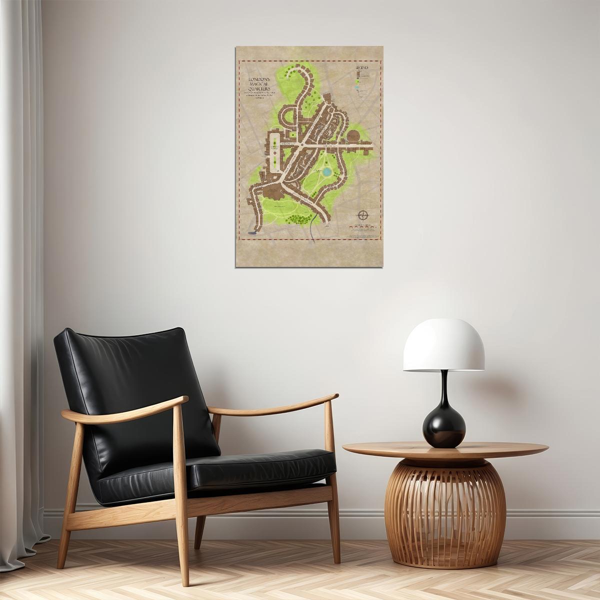 Harry Potter Poster Diagon Alley Map Print Fantasy Book and Game Inspired Wizarding Wall Art Decor