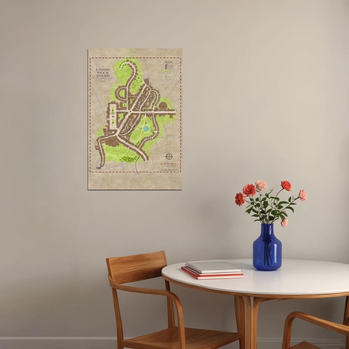 Harry Potter Poster Diagon Alley Map Print Fantasy Book and Game Inspired Wizarding Wall Art Decor