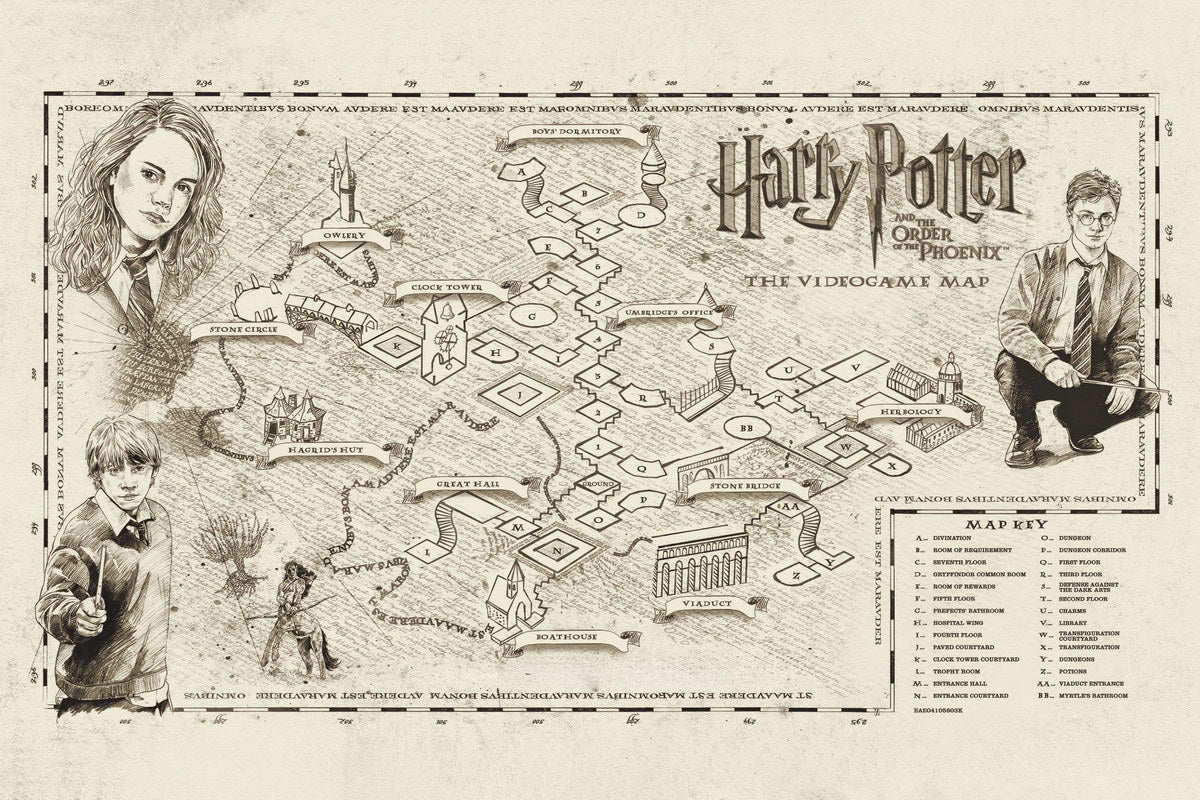 Harry Potter Video Game Poster Hogwarts Map Print Fantasy Wizarding School Wall Art Magical Decor